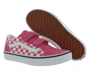 Vans Old Skool V PS Girls Shoes Size 3, Color: Checkerboard Honeysuckle