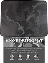 The Poppy Company Large Stone Drying Mat for Kitchen Counter, Water Absorbing Stone, Quick Dry Stone Mat Kitchen, Diatomaceous Earth Dish Drying Mat (17.7 x 13.8 Inch Black Marble Drying Mat)