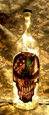 Military Punisher Skull Bottle Bar Light Man Cave Custom Made 110 volt