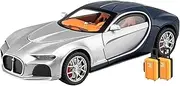 Scale Finished Model Car 1/24 Fit for Bugatti Alantic Sports Car with Sound and Light Diecast Car Model Scale Vehicle Collection Miniature Replica Car(Blue)