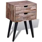 Vintage Style Nightstand 2 Drawer Storage Wooden Bedside Cabinet Side Lamp Table