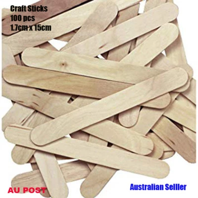 100 Wooden Craft Stick Paddle Pop Popsicle Ice Cream Sticks Coffee Stirrers 15cm