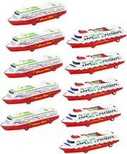 LALADEFIEE 10Pcs Plastic Pull Back Ship Models Gliding Steamship for Random Patterns for Early Learning and Social Skills Development