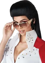 California Costumes Women's Rock N' Roll Royalty Wig, Black, Standard - One Size