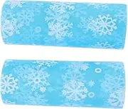 IWOWHERO 2 Rolls Snowflake Gauze Mesh Bow Crafts Tulle Rolls for Christmas Window Decorations