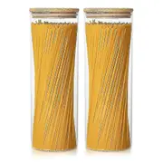 Glass Storage Containers Set Of 2 71oz Tall Spaghetti Jars With Bamboo Lids - Kitchen Food Storage-yujia