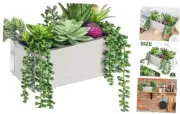 10 Pcs Assorted Fake Succulents Plants Artificial in Rectangular Wooden Pots