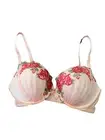 NWT VICTORIA'S SECRET Fabulous Plunge Bra 36D Peach Pink Roses Crystals Sold Out