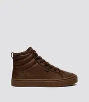 Women's Therma Hooks Brown Pebbled Leather High Top Sneakers | OCA Therma