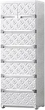Plastic Storage Bins Cabinet with Drawers for Living Room Bedroom Children's Room Off White/Silver 4 Layers