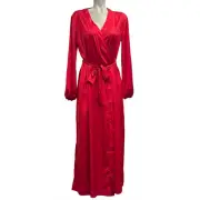 NEW SOMA SENSUAL RED HOME AT LAST SATIN LONG SLEEVE ROBE SIZE MEDIUM