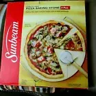 Sunbeam 3-Piece Pizza Baking Stone Set with rack and cutter-new in box