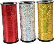 WRITWAA 3 Rolls Shiny Balloon Ribbon Metallic Curling Ribbon for Crafting and Wrapping Yards Each Silver and Red for Parties Weddings and Decorations