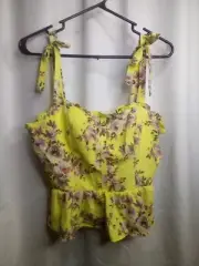 Sofia Jeans Sofia Vergara Crop Top XL Tank Skylar Top Ruffle Floral Yellow