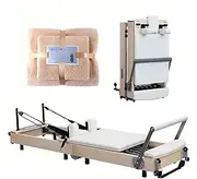Foldable Oak Pilates Bed - 7-Level Adjustable Home Gym Equipment,Pilates Reformer Machine for Home and Gym