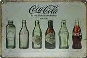 Retro Vintage Sign for Wall Decor | Coca Cola Bottle Collection History 8 x 12 in | Home Garage Kitchen Room Decoration