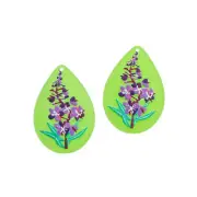 2 Painted Teardrop Flower Acrylic Charms - K471