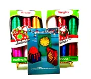 VTG NOS Wrights Christmas Curling Ribbon 1,000 FT. 3/16" Wide Set Of 2 & Booklet