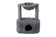Grey Cat Plush Condo Scratching Post House Bed Sisal Activity Tower Tree Scratcher