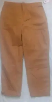 Old Navy Tan elasticWaist Stretch Flat Front Capri Pants Sz 10