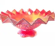 Fenton Ruby Stretch Glass Basket Vase signed by Nancy Fenton #266 2004 Carn