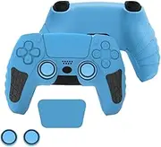 XP-1 PS5 Controller Silicone Grip Cover Case with Thumb Grips, Joystick Protectors, and Anti-Slip Skin – Compatible with PS5. (Blue/Black)