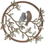 Ferraycle Metal Wall Art Bird on Tree Branch Silhouette Dark Color