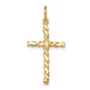 10k Yellow Gold Nugget Cross Charm