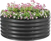 Round Raised Garden Bed Indoor Outdoor Planter Box Flower Herb Vegetable Green Holder for Balcony Window Patio Aluzinc Coated Metal