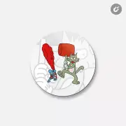 Itchy and Scratchy Cartoon | 4'' X 4'' Round Decorative Magnet
