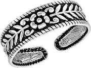 [AeraVida] Charming Flower Wreath Themed Detailed .925 Sterling Silver Toe or Pinky Ring