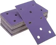 X AUTOHAUX Sandpaper Hook & Loop Sanding Sheets 7.09Inch x 3.74Inch Purple 50 Pcs P150 Rectangular Flocking 8 Hole Efficient Grinding and Polishing