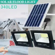 LED Solar Flood Light Sensor Street Outdoor Garden Remote Security Dual Lights