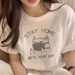 STAY HOME WITH YOUR CAT 中性短袖T恤 8色 跟你的貓咪待在家裡保持社交距離口罩中指肺炎病毒疫情