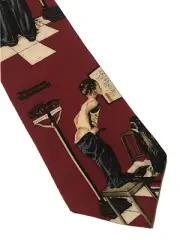 Norman Rockwell Silk Tie Doctor Office Boy Credentials Pediatrician 56"x4"