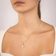 Sterling Silver Gold Plated Fresh Water Pearl Pendant On Chain, 9ct Yellow Gold SOLID Curb Chain 50cm 30 Gauge (10147605)