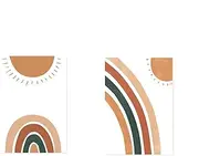 Trendy Boho Rainbow Sun Nursery Baby Decor Canvas Painting Pictures Wall Art Posters Prints for Kids Baby Room Home Decoration 40x60cmX2PCS Frameless