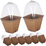 Mipcase 20pcs Paper Nursery Pots with Humidity Cover Seedling Pots for Plants and Succulents with Drainage for Home Gardening