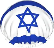 Israeli Flag Print Shower Cap For Women Men Reusable Lightweight Soft Bath Hair Cap With Elastic Band