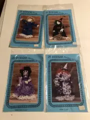 Mop Doll Patterns - Lot Of 4 JS Designs Clown Scarecrow Witch Miss Kitty