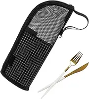 Travel Flatware Bag - Camping Tableware Bag - Reusable Compact Utensil Pocket Case for Picnic Lunch Box Camping Fishing Outdoor BBQ