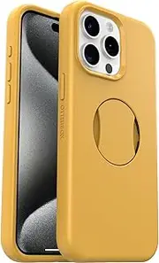 OtterBox OtterGrip Symmetry Case for iPhone 15 Pro Max for MagSafe, Drop Proof, Protective Case with Built-in Grip, 3X Tested to Military Standard, Yellow