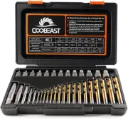 35 Pcs Screw Extractor and Left Hand Drill Bits Set, Easy Out 35 PCS, Black