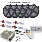 5-25M 5050 RGBW LED Strip Light Black PCB +2.4G Controller +Amplifier+ power