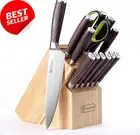 14 PCS Chef Knife Set, Ultra Sharp Blades, Wooden Handle Block