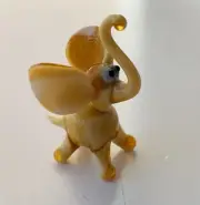 Happy Elephant~Collectible Hand Blown Art Glass Figurine~Handmade Tiny Animal