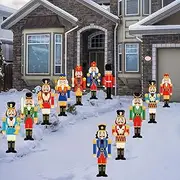 BBTO 12 Pcs Christmas Nutcracker Yard Signs Decorations Outdoor with Stakes, Christmas Nutcracker Soldiers Lawn Decorations Signs for Outside Pathway Walkway Winter Holiday Decor