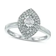 0.25 CT. T.W. Natural Diamond Double Marquise Frame Engagement Ring in Solid 14K White Gold