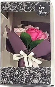 Q-FLA 824067 Soap Flower, Bath Salt, Arabesque Simple Box, PK, Pink, Mother's Day, Gift