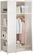 Portable Wardrobe Rack,Portable Canvas Wardrobe Organizer with Hanging Rail and Shelves for Bedroom Storage White 70x40x162cm